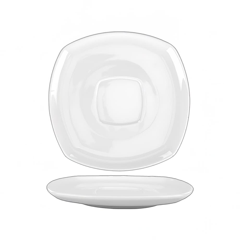 ITI 6 1/4" Square Slope™ Saucer - Porcelain, Bright White (SP-2)