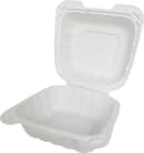 ITI Square 1-Compartment Hinged Container 6"x 6" x 3" - Plastic, White (TG-PM-66) thumbnail 2