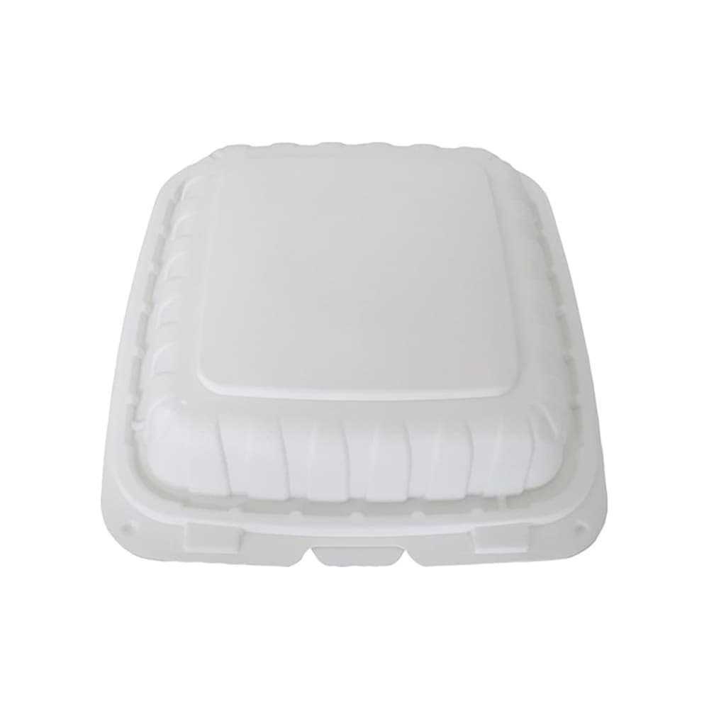 ITI Square 1-Compartment Hinged Container 8"x 8" x 3" - Plastic, White (TG-PM-88)
