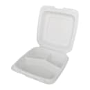 ITI Square 3-Compartment Hinged Container 8"x 8" x 3" - Plastic, White (TG-PM-883) thumbnail 2