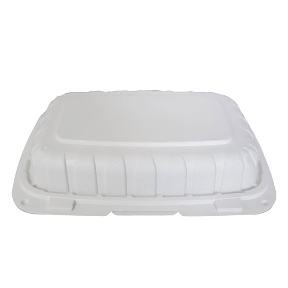 ITI Rectangular 1-Compartment Hinged Container 9"x 6 1/2" - Plastic, White (TG-PM-96)