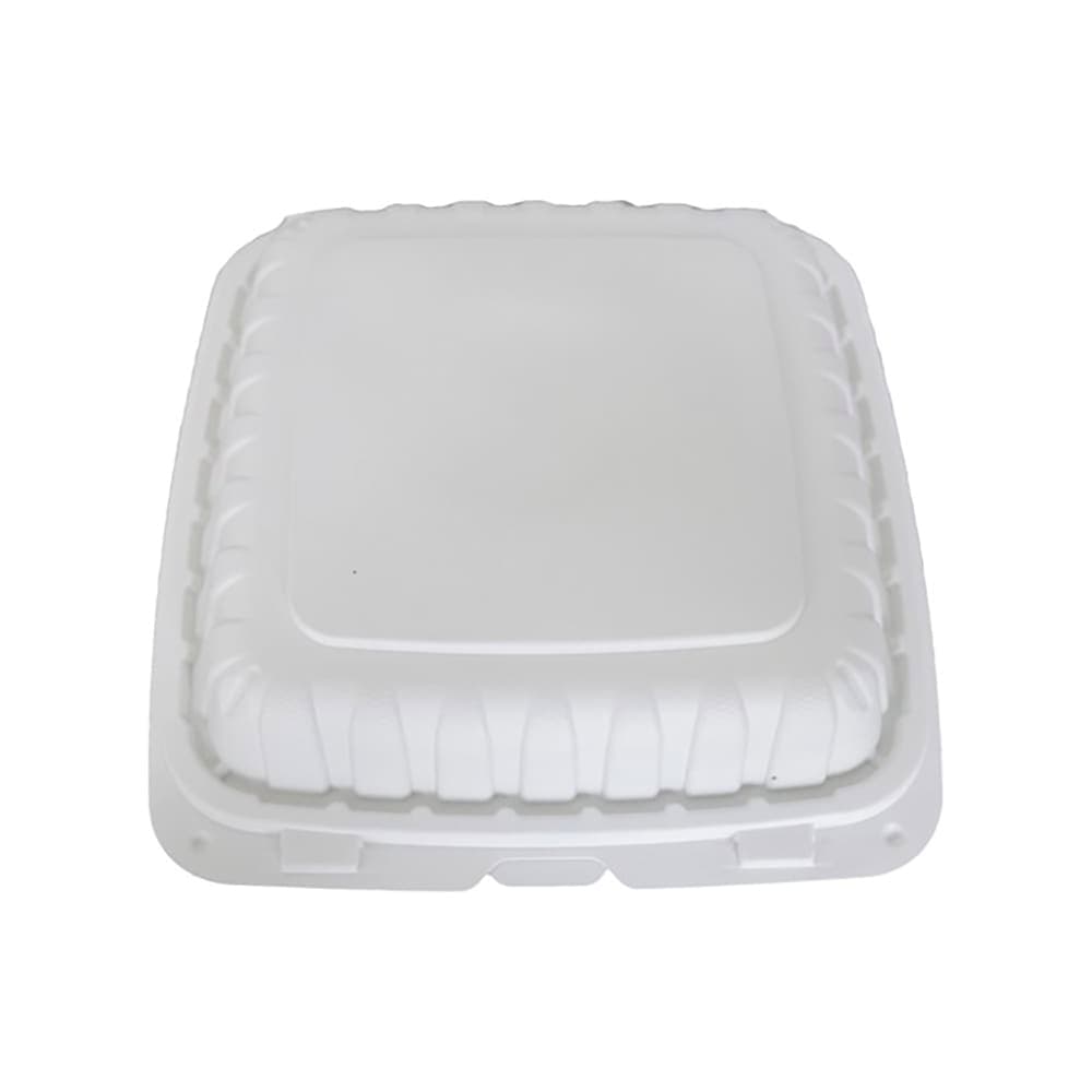 ITI Square 1-Compartment Hinged Container 9"x 9" x 3" - Plastic, White (TG-PM-99)