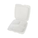 ITI Square 3-Compartment Hinged Container 9"x 9" x 3" - Plastic, White (TG-PM-993) thumbnail 2