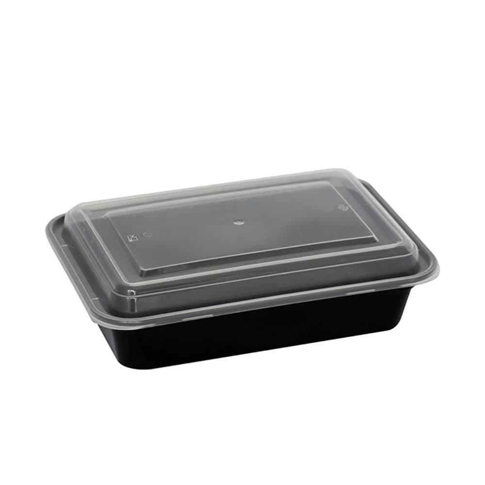 ITI 12 oz Rectangular To Go Container w/ Lid - Plastic, Black (TG-PP-12)