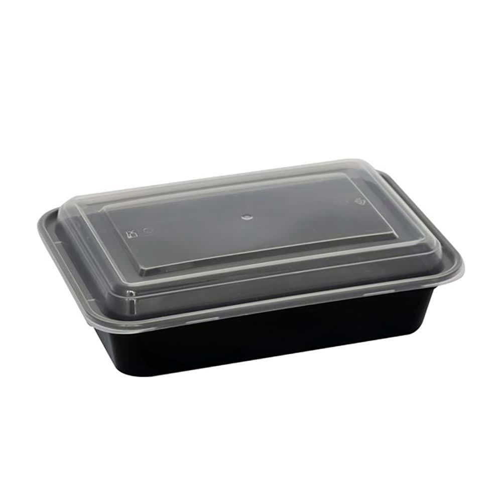 ITI 16 oz Rectangular Container w / Lid - Plastic, Black (TG-PP-16)