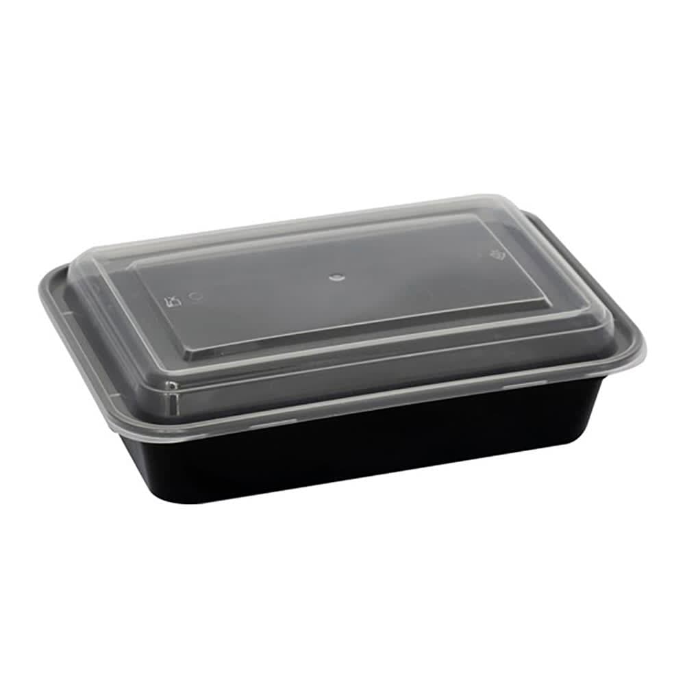 ITI 24 oz Rectangular Container w/ Lid - Plastic, Black (TG-PP-24)