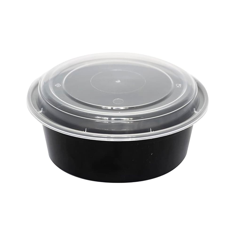 ITI 24 oz Round To Go Container w/ Lid - Plastic, Black (TG-PP-24-R)