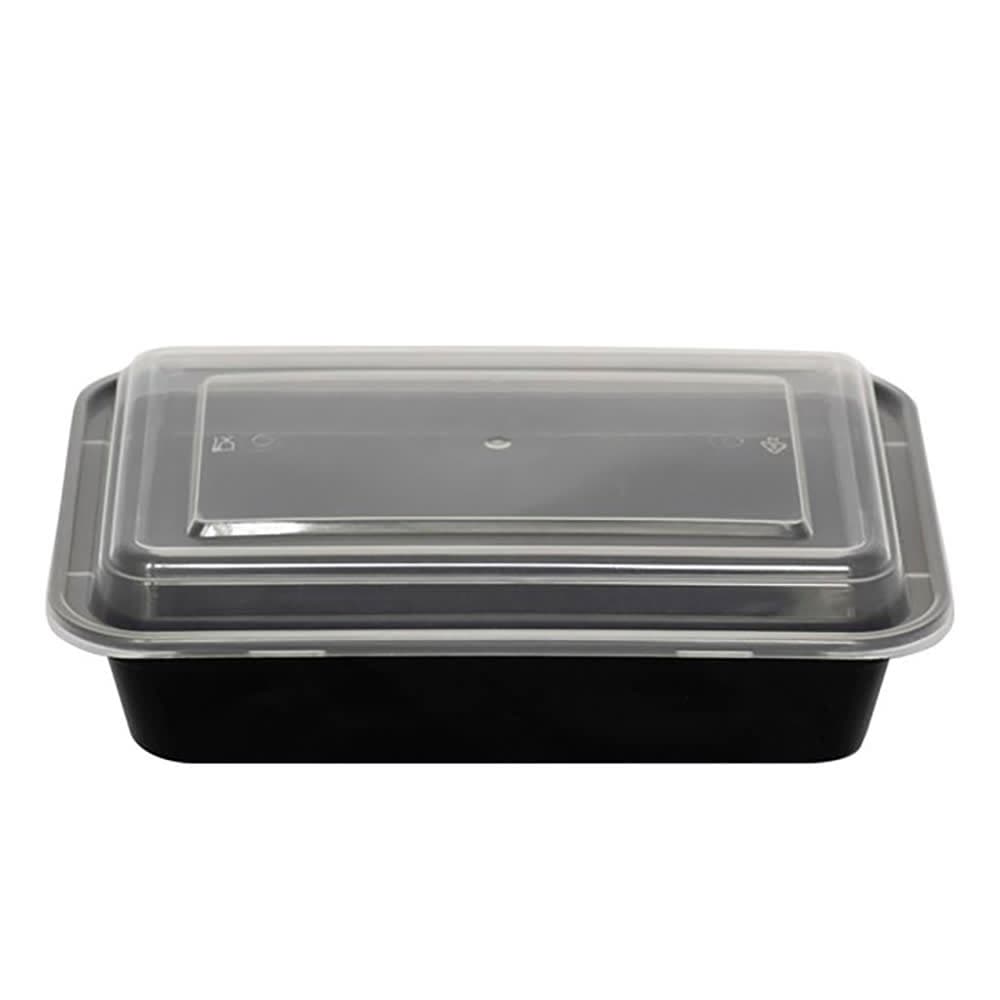 ITI 38 oz Rectangular To Go Container w /Lid - Plastic, Black (TG-PP-38)