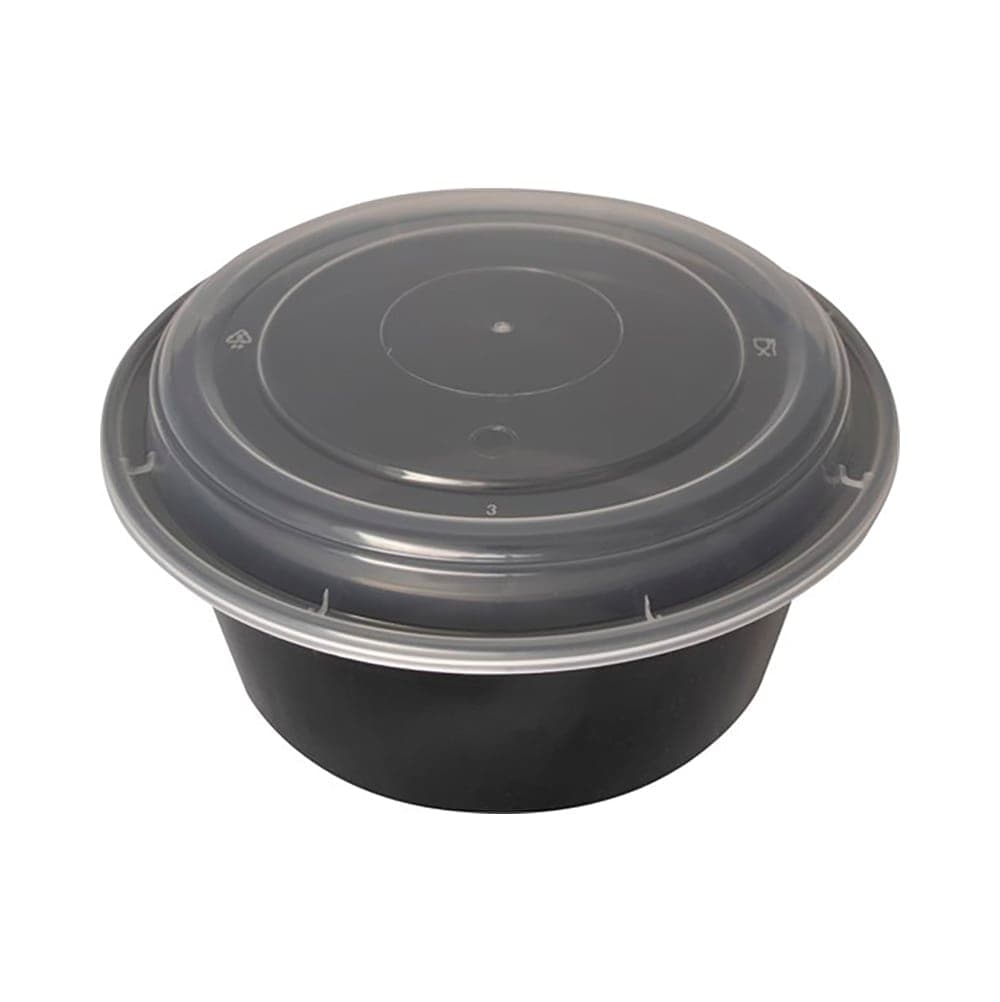 ITI 38 oz Round To Go Container w/ Lid - Plastic, Black (TG-PP-38-R)