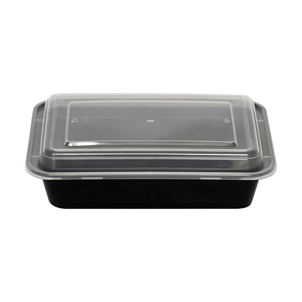 ITI 50 oz Rectangular To Go Container w/Lid - Plastic, Black (TG-PP-50)