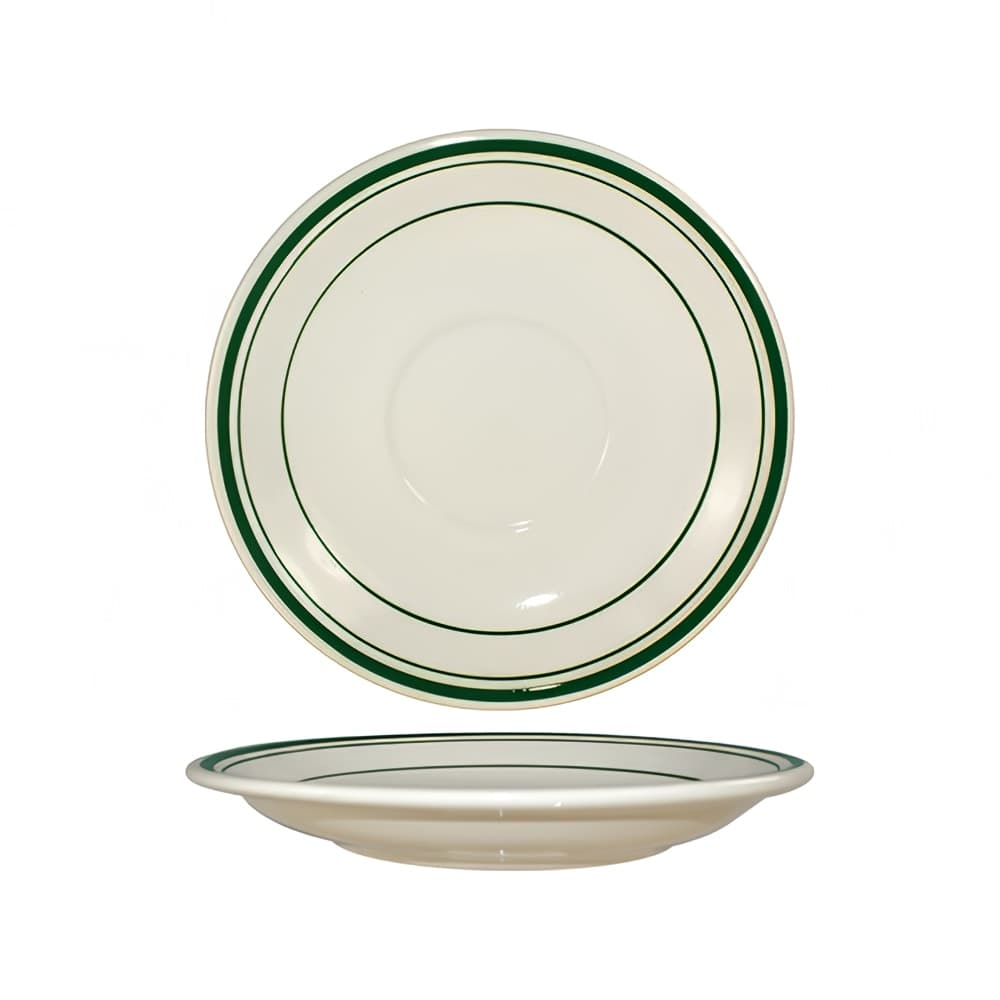 ITI 6" Round Verona™ Saucer - Ceramic, American White/Green (VE-2)
