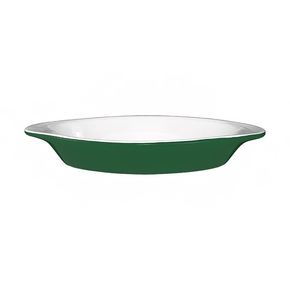 ITI 8 oz. Oval, Welsh Rarebit - Stoneware, Green/European White (WRO-8-EW-G)