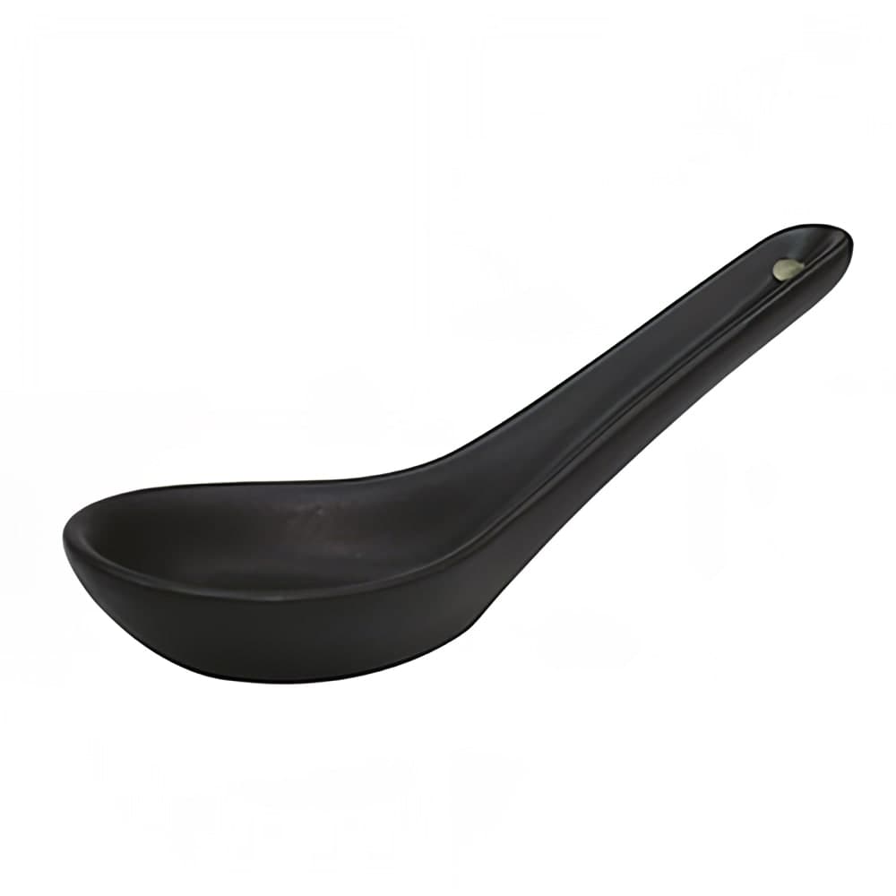 CAC 5 1/2" Japanese Style Soup Spoon - Ceramic, Black (666-40-BLK)