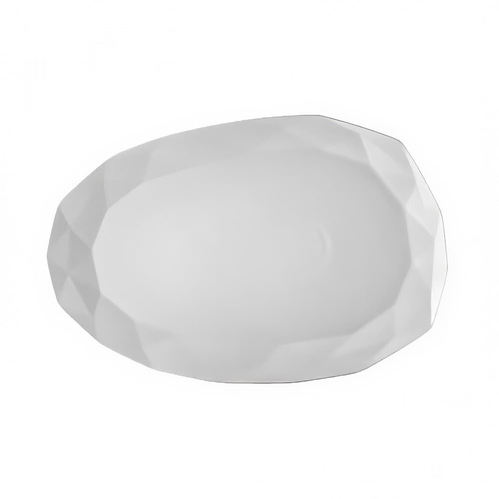 CAC Oval Art Deco Platter - 12" x 8", Porcelain, Bone White (ART-13)