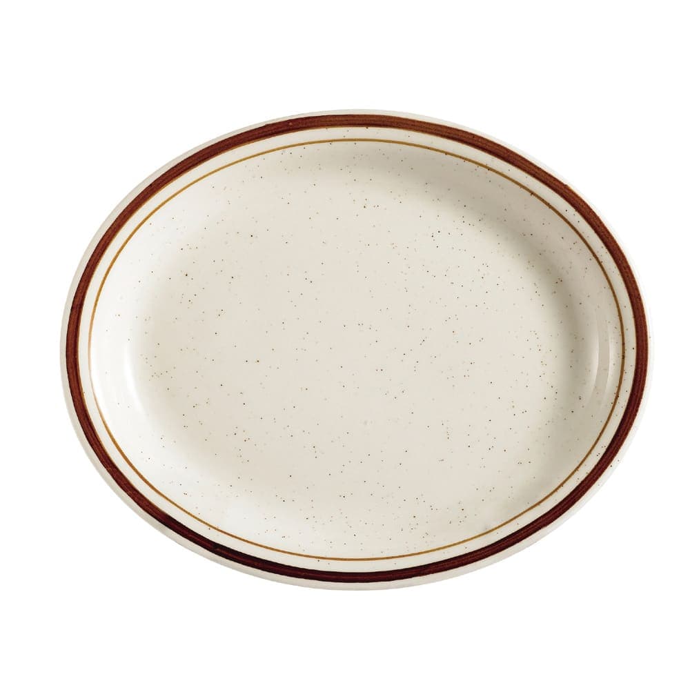CAC 11 1/2" x 9" Oval Arizona Platter - Ceramic, Brown/White (AZ-13)