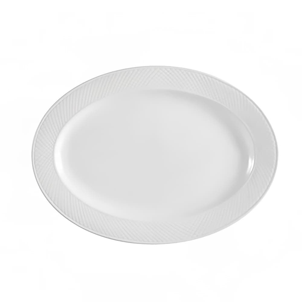 CAC 12 1/2" x 8 3/4" Oval Boston Platter - Porcelain, Super White (BST14)