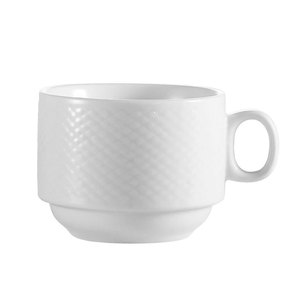 CAC 8 oz Boston Coffee Cup - Embossed Porcelain, Super White (BST1S)