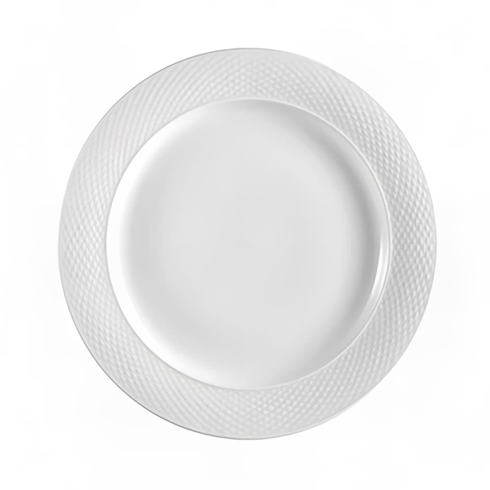 CAC 12" Round Boston Dinner Plate - Embossed Porcelain, Super White (BST21)