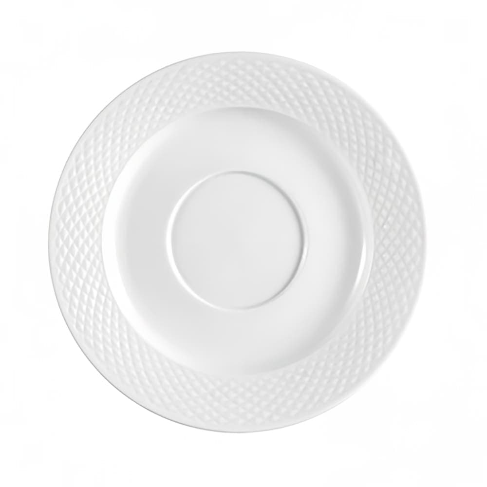 CAC 5" Round Boston Coffee Cup Saucer - Embossed Porcelain, Super White (BST36)