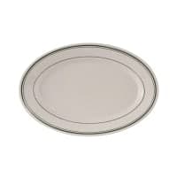 CAC 12 1/2" x 8 5/8" Oval Greenbrier Platter - Plain, (3) Green Bands (GS-14) thumbnail 2