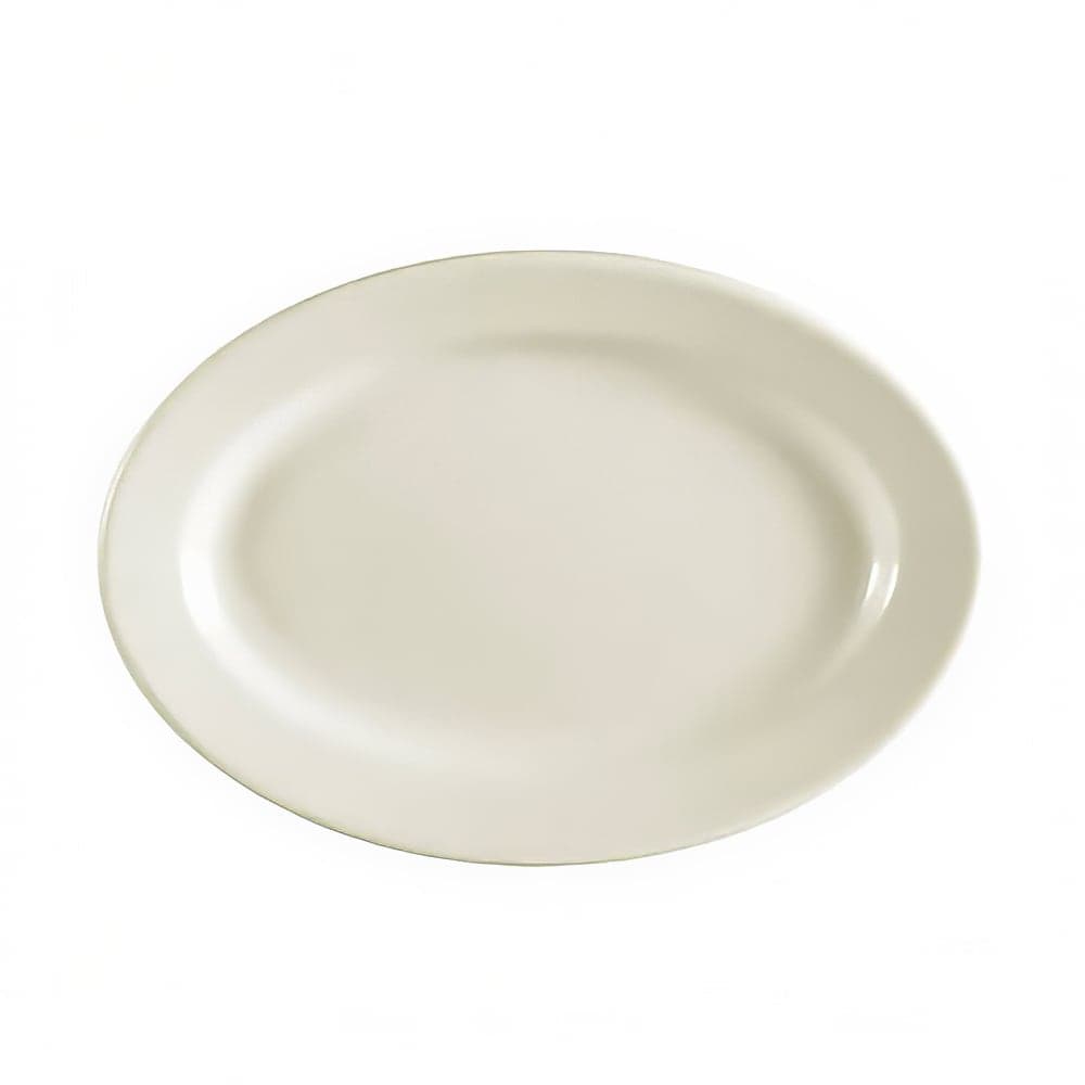 CAC 10 3/8" x 7 1/8" Oval American White Rolled Edge Platter, REC (REC-12)