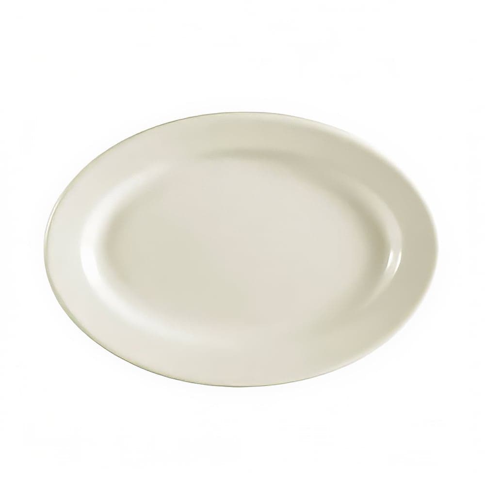 CAC 11 1/2" x 8 1/4" Oval American White Rolled Edge Platter, REC (REC-13)