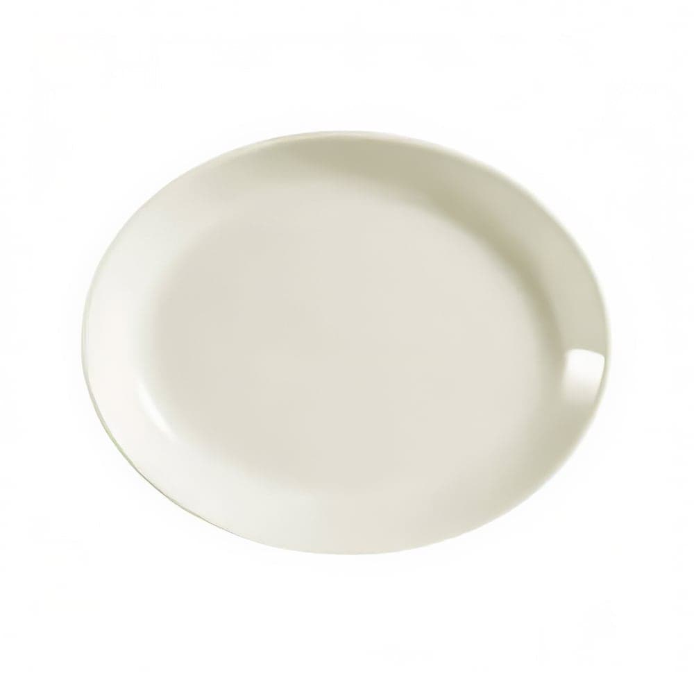 CAC 12 3/4" x 10 1/4" Oval American White Coupe/Sheer Platter, REC (REC-14C)