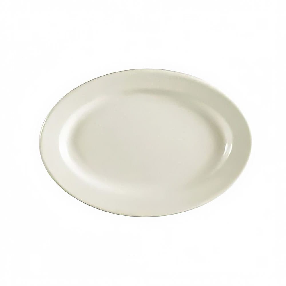 CAC 13 1/2" x 10 1/4" Oval Platter - Ceramic, American White (REC-19)