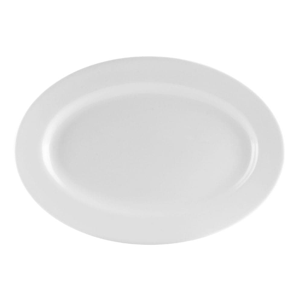 CAC 15" x 10 1/4" Oval Universal Platter - Porcelain, Super White (UVS-51)