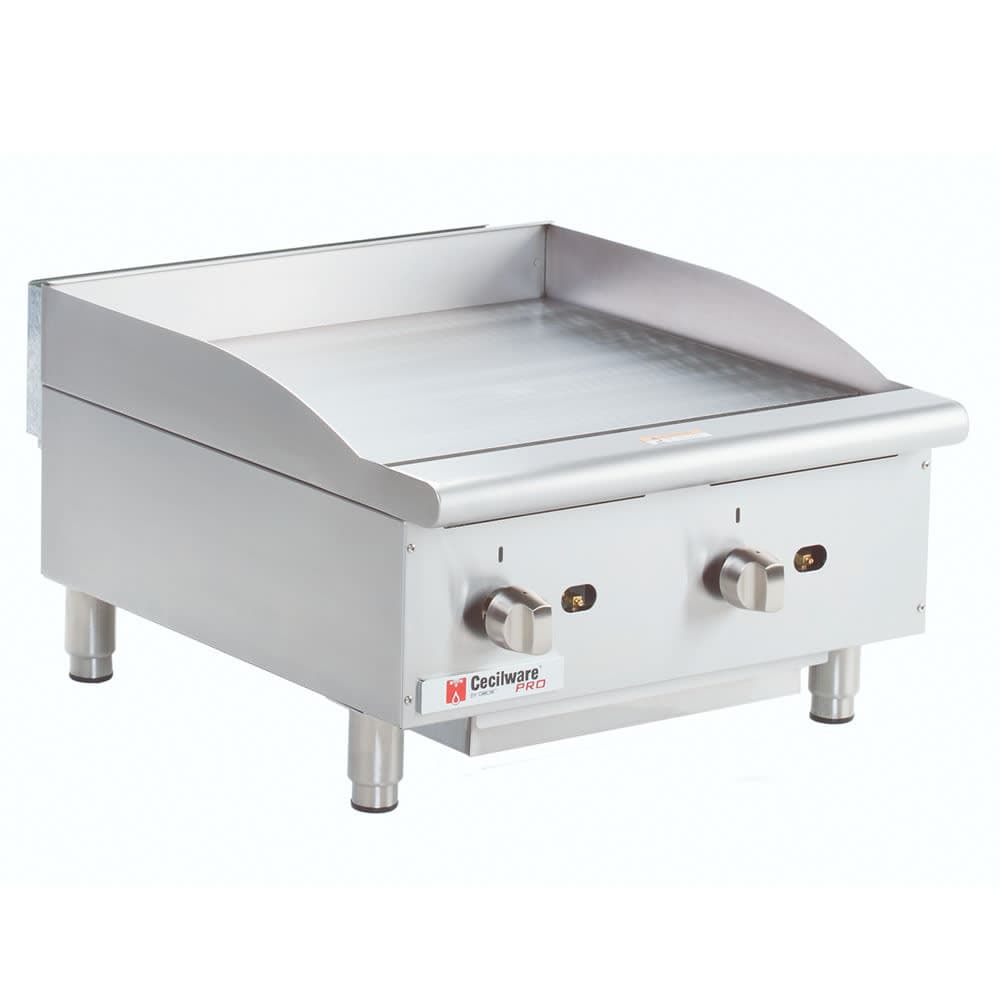 Cecilware Pro 24" Gas Griddle w/ Thermostatic Controls - 1" Steel Plate, Convertible (CE-G24TPF)