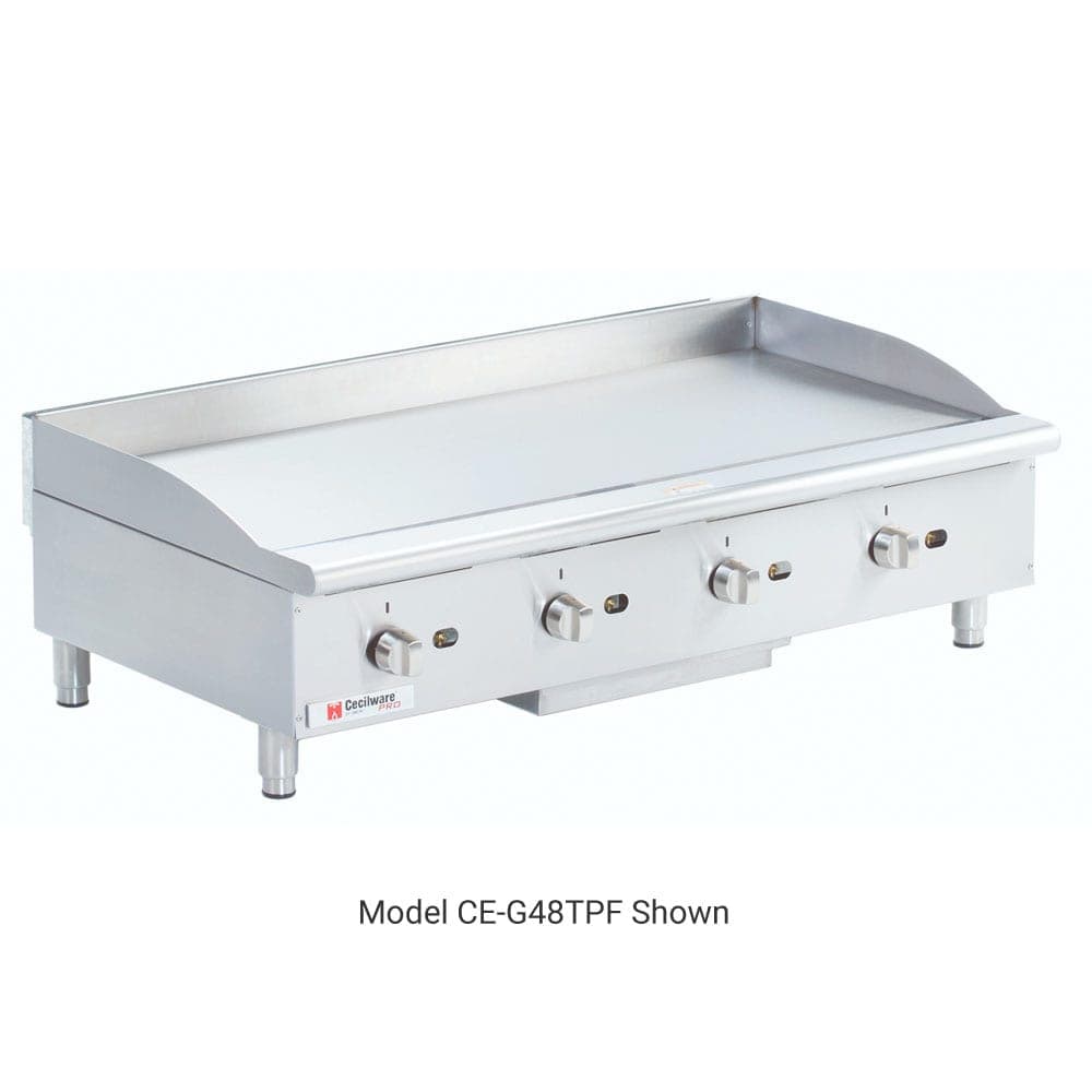 Cecilware Pro 48" Gas Griddle w/ Thermostatic Controls - 1" Steel Plate, Convertible (CE-G48TPF)