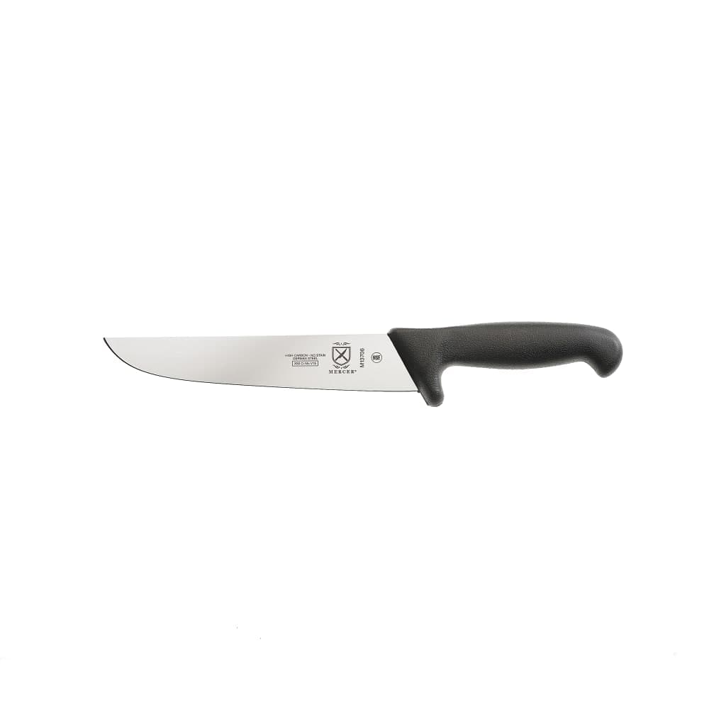 Mercer Culinary M13706 8 1/4" European Butcher Knife w/ Black Textured Reinforced Nylon Handle, High-Carbon German Steel