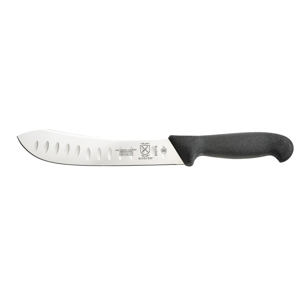 Mercer Culinary M13716 8" Granton Butcher Knife w/ Black Textured Glass-Reinforced Nylon Handle, High-Carbon German Steel
