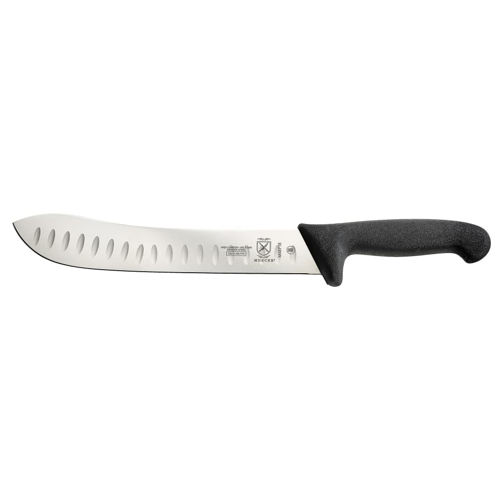 Mercer Culinary M13718 10" Granton Butcher Knife w/ Black Textured Glass-Reinforced Nylon Handle, High-Carbon German Steel