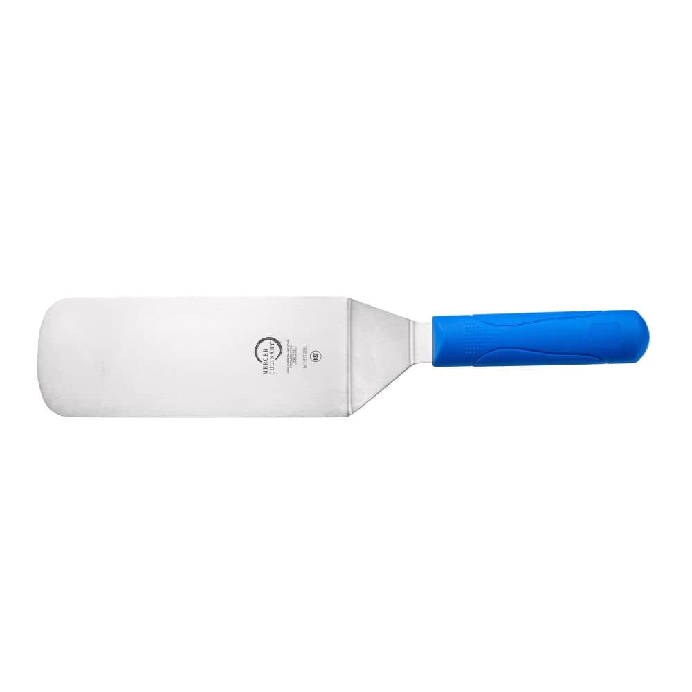 Mercer Culinary M18700BL 8" x 3" Turner w/ Blue Polypropylene Handle, High Carbon Japanese Steel