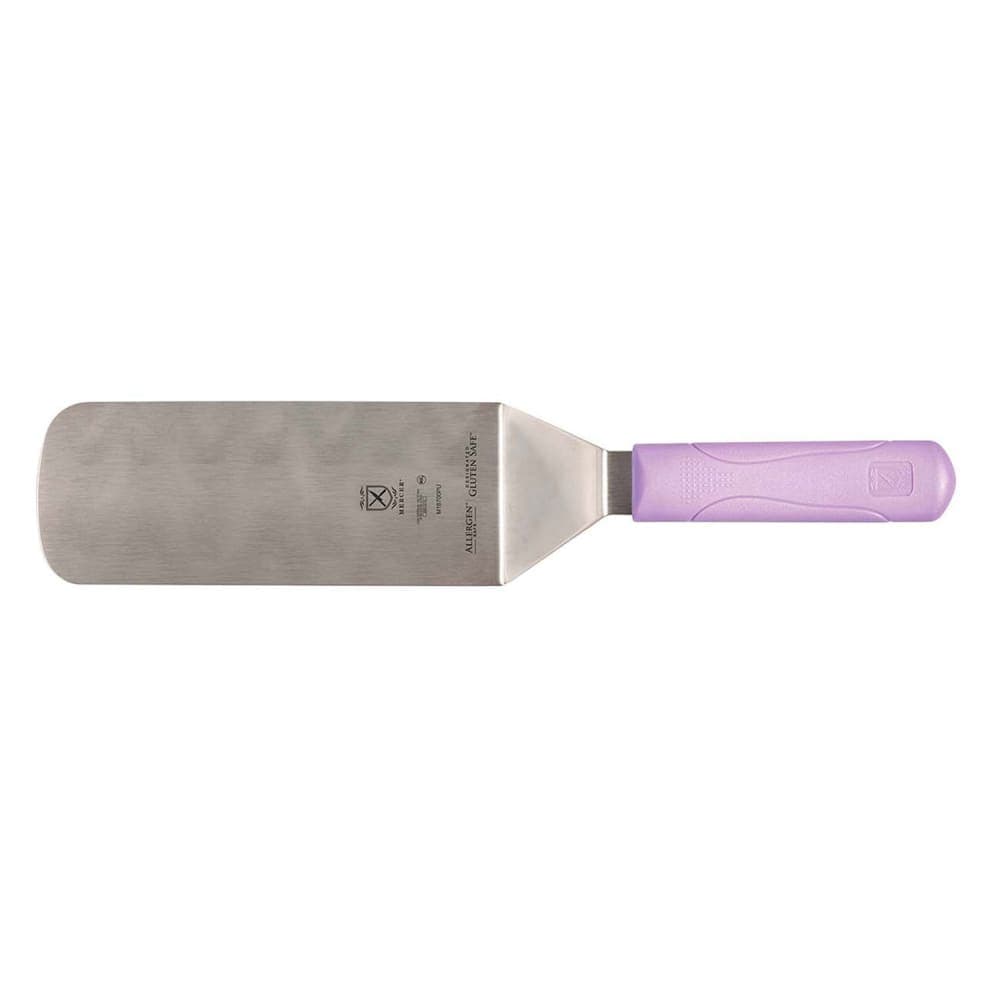 Mercer Culinary M18700PU 8" x 3" Turner w/ Purple Polypropylene Handle, High Carbon Japanese Steel