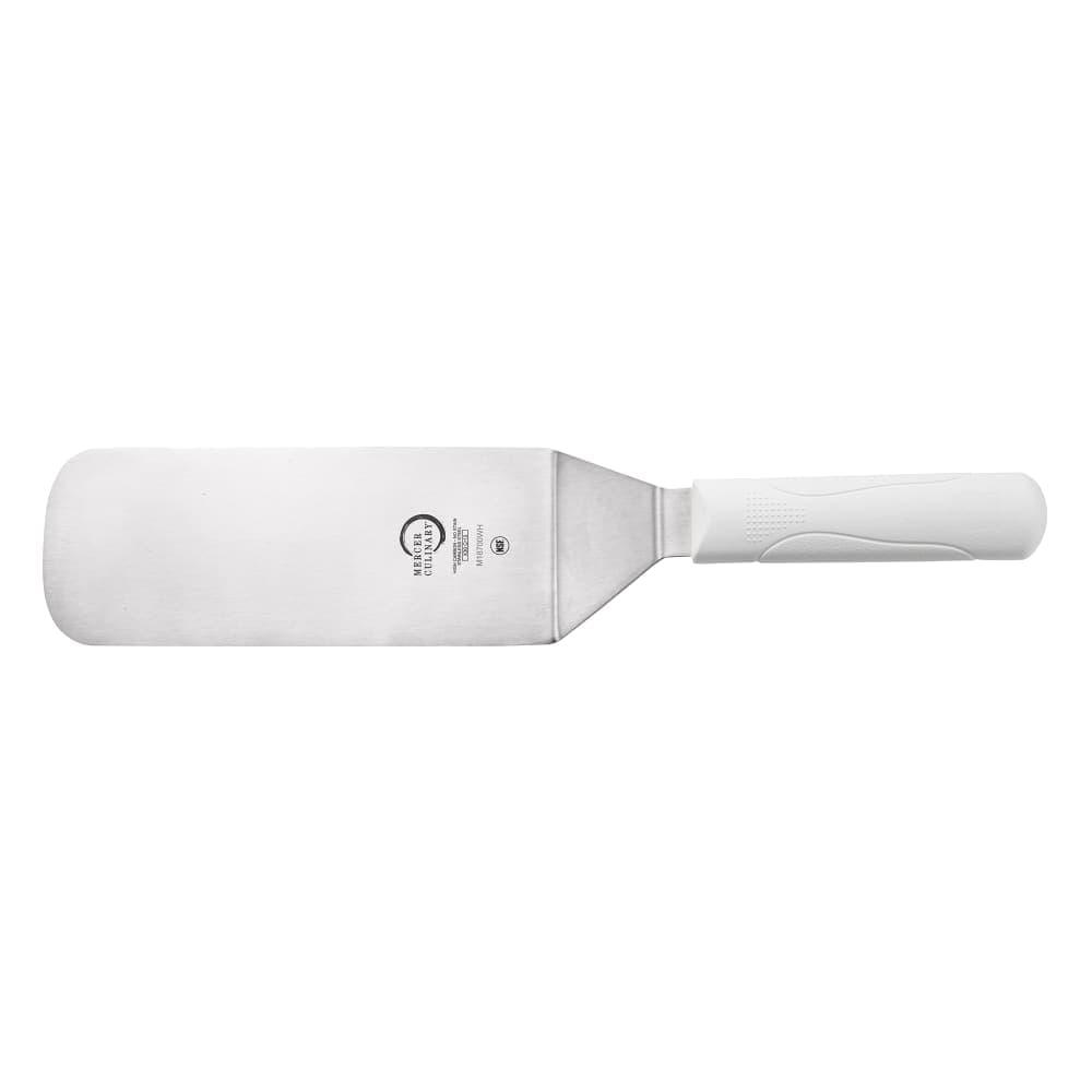 Mercer Culinary M18700WH 8" x 3" Turner w/ White Polypropylene Handle, High Carbon Japanese Steel