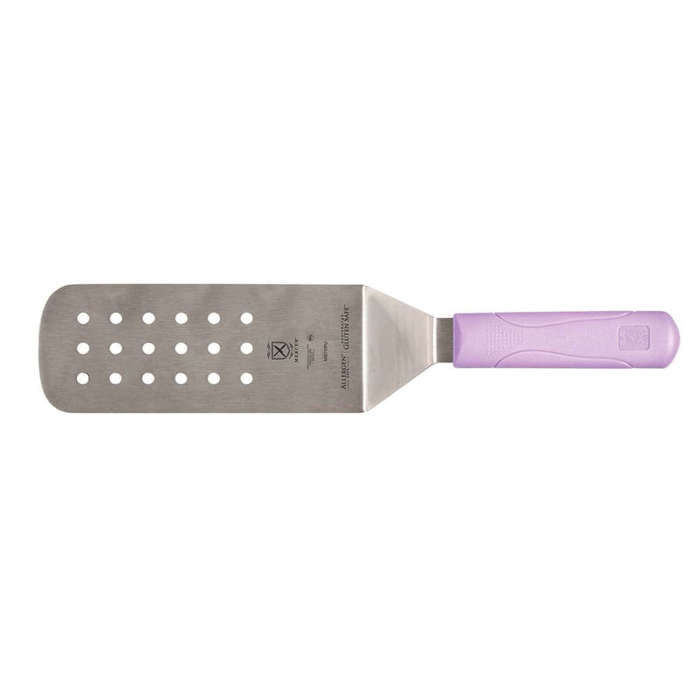 Mercer Culinary M18710PU 8" x 3" Perforated Turner w/ Purple Polypropylene Handle, High Carbon Japanese Steel