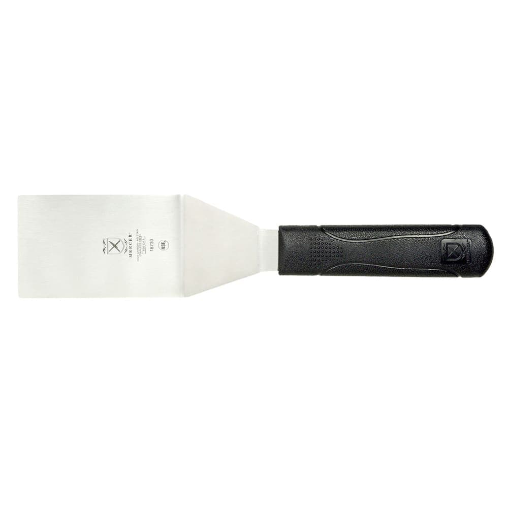 Mercer Culinary M18730 4" x 2 1/2" Turner w/ Black Polypropylene Handle, High Carbon Japanese Steel