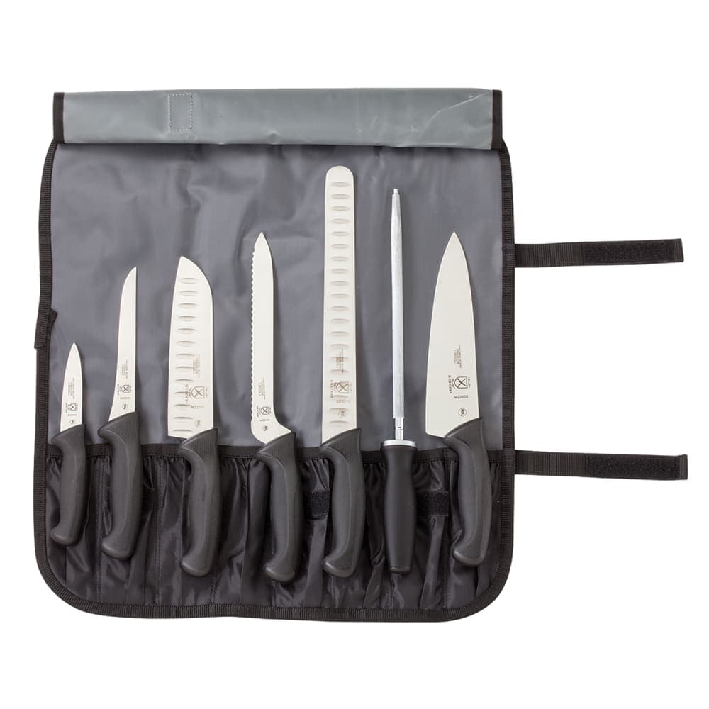 Mercer Culinary M21820 8 Piece Knife Set w/ Detachable & Adjustable Strap Pocket Roll