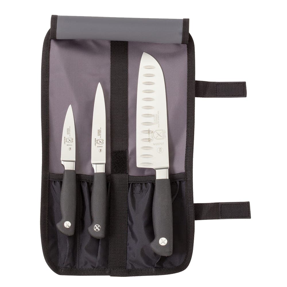 Mercer Culinary M21910 4 Piece Starter Knife Set w/ Heavy-Duty Storage Roll