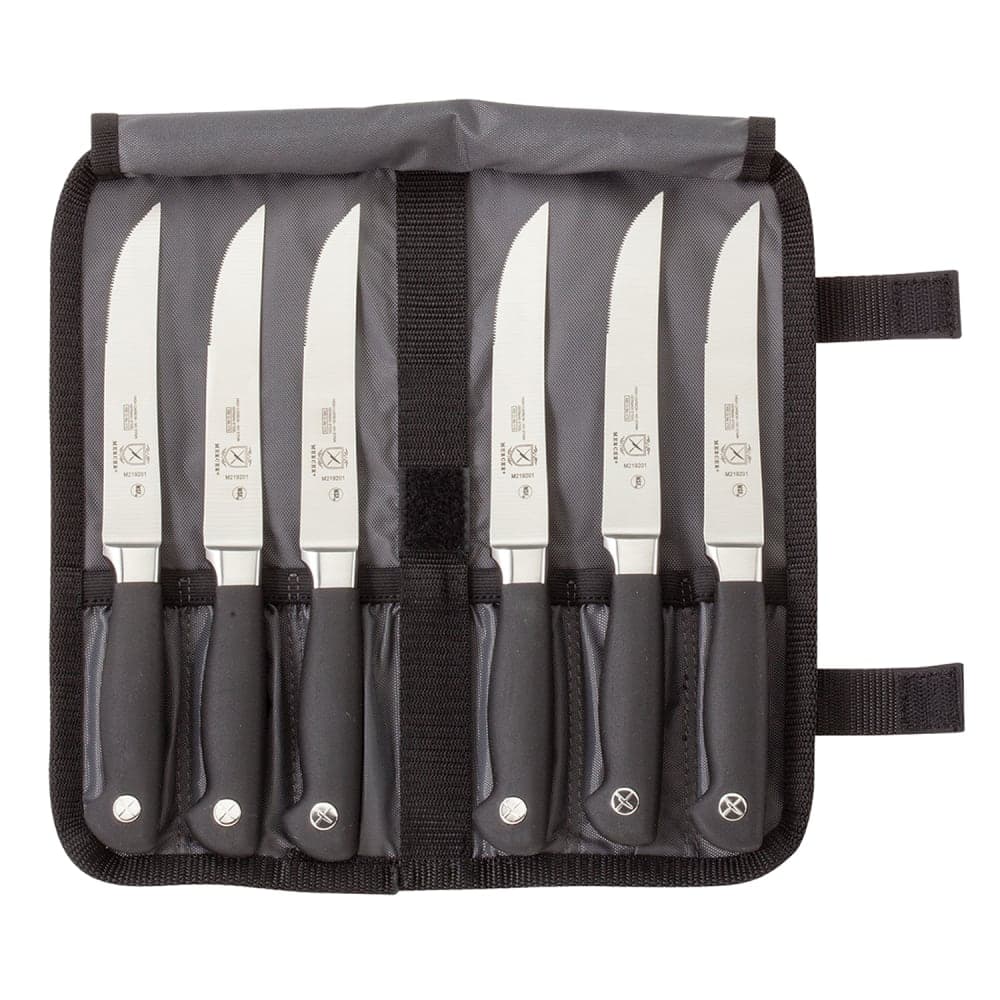 Mercer Culinary M21920 7 Piece Steak Knife Set w/ Heavy-Duty Storage Roll