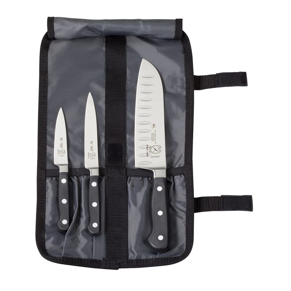 Mercer Culinary M21950 4 Piece Starter Knife Set w/ Heavy-Duty Storage Roll
