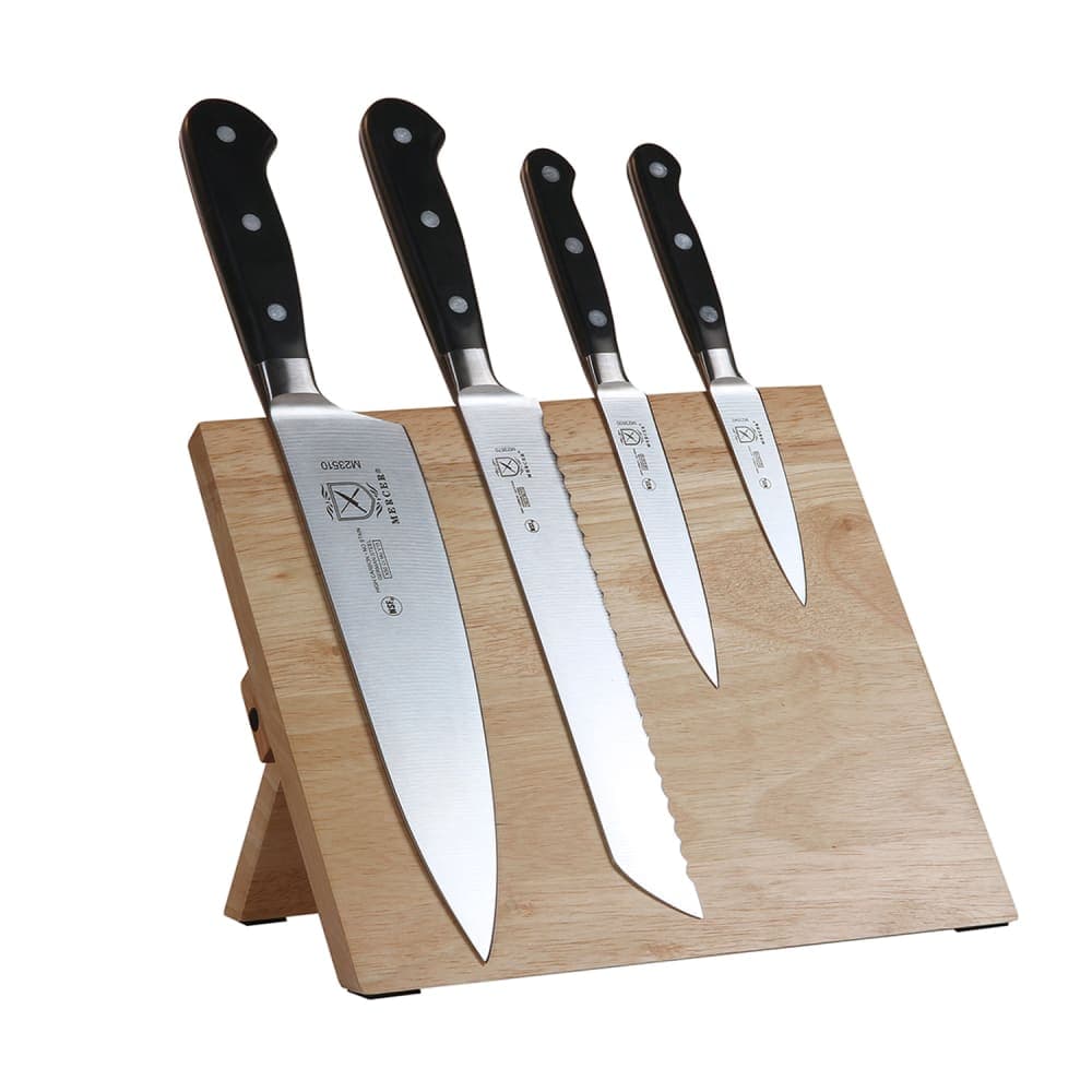 Mercer Culinary M21970 5 Piece Knife Set w/ Rubberwood Magnetic Board