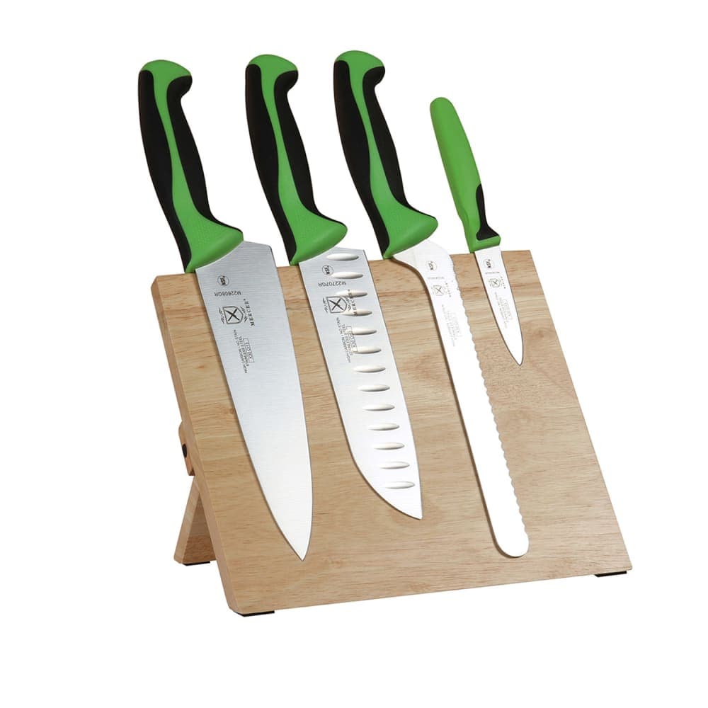 Mercer Culinary M21980GR 5 Piece Knife Set w/ Rubberwood Magnetic Board