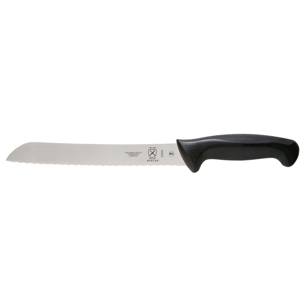 Mercer Culinary M22508 8" Bread Knife w/ Black Santoprene®/Polypropylene Handle, High Carbon Japanese Steel