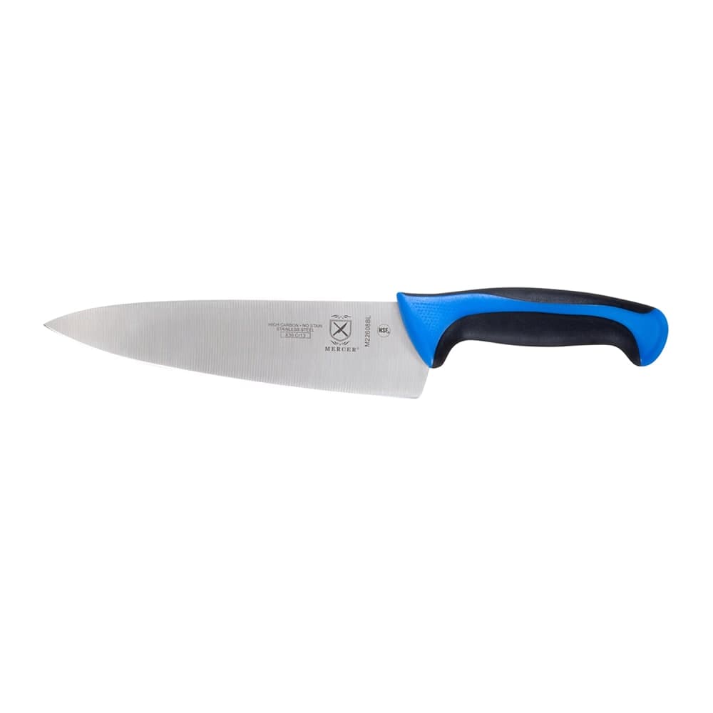 Mercer Culinary M22608BL 8" Chef's Knife w/ Blue Santoprene®/Polypropylene Handle, High Carbon Japanese Steel