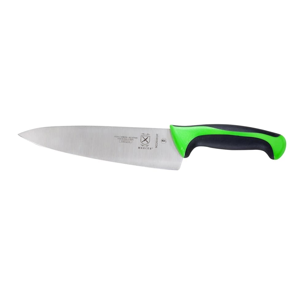 Mercer Culinary M22608GR 8" Chef's Knife w/ Green Santoprene®/Polypropylene Handle, High Carbon Japanese Steel
