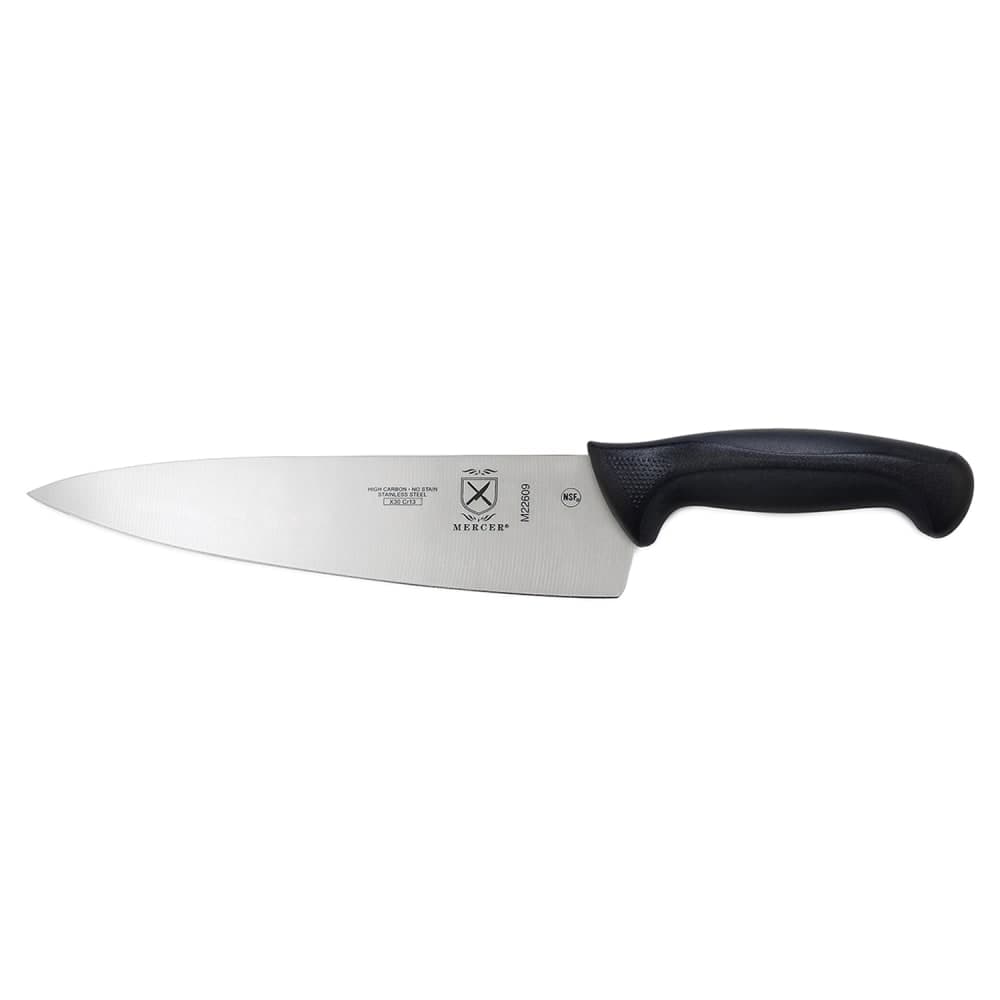 Mercer Culinary M22609 9" Chef's Knife w/ Black Santoprene®/Polypropylene Handle, High Carbon Japanese Steel
