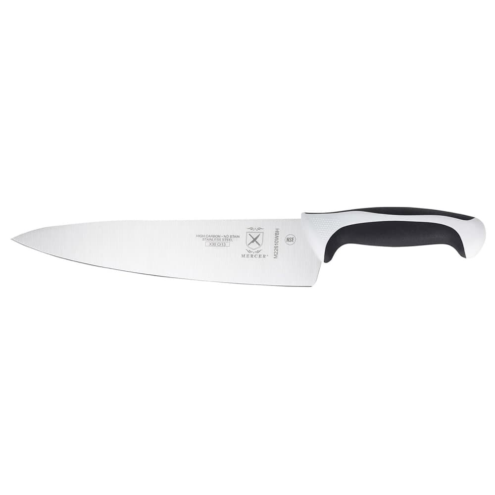 Mercer Culinary M22610WBH 10" Chef's Knife w/ White Santoprene®/Polypropylene Handle, High Carbon Japanese Steel